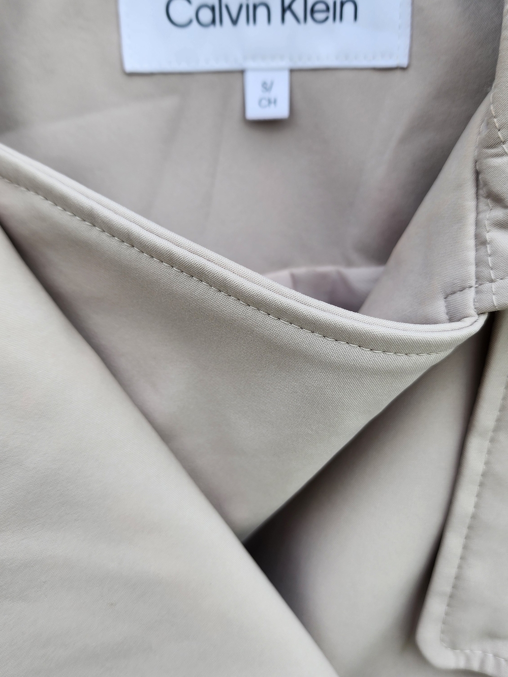 Calvin Klein Light Beige Double-Breasted Trench Coat with Belt - Picture 5 of 11